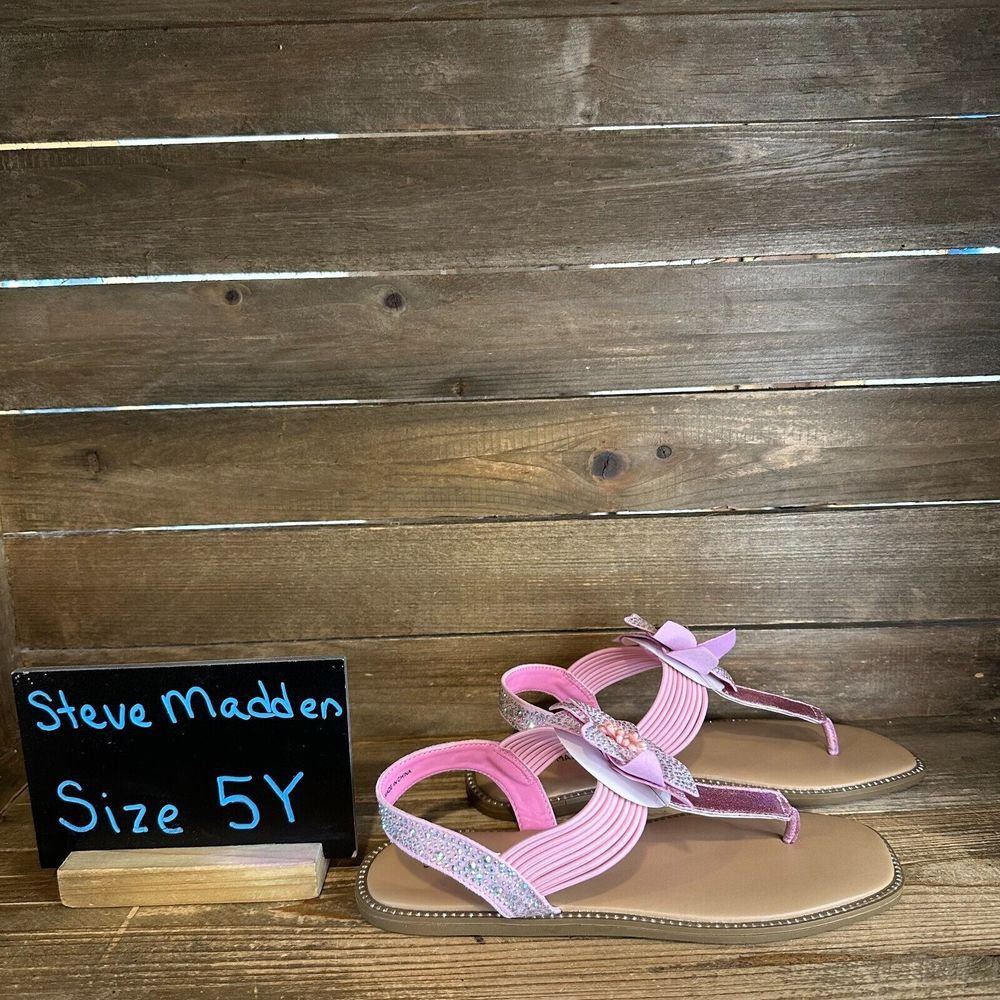 New NIB Big Kids Steve Madden Macee Pink Floral Slingback Sandals Size 5 Y